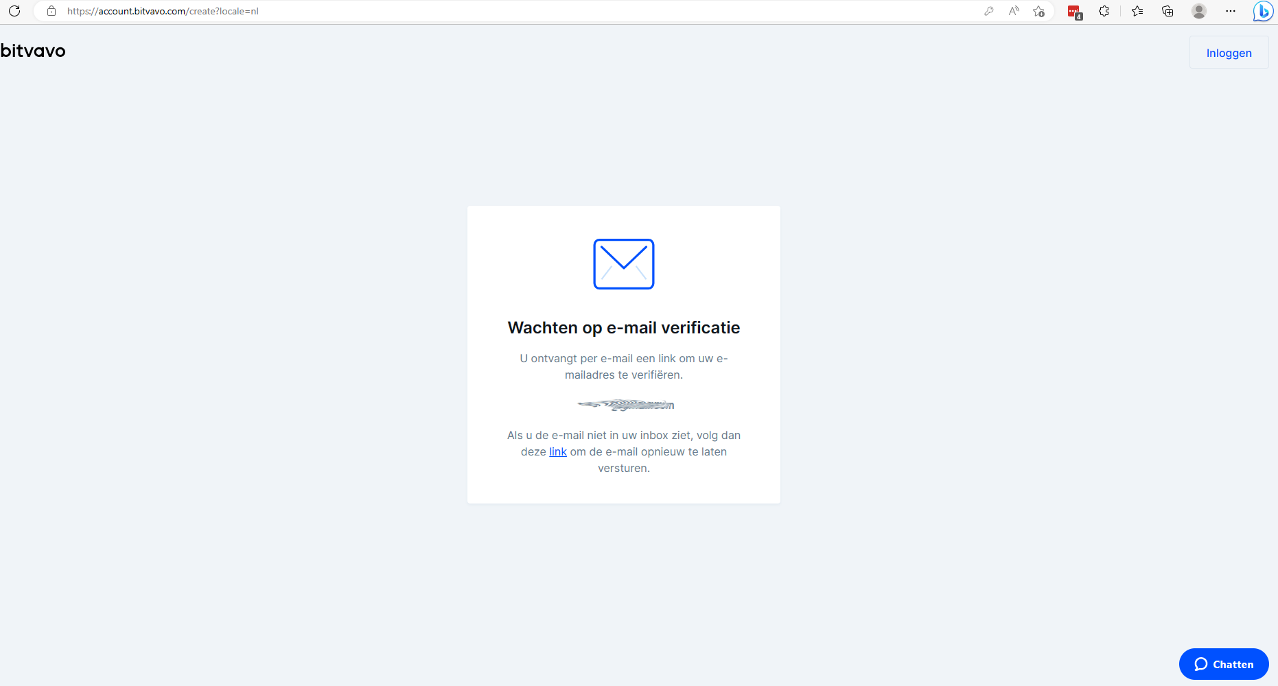 Bitvavo - wachten op email verificatie